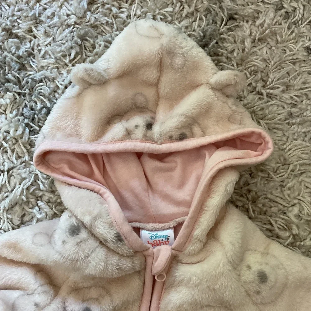 Disney Baby Winnie the Pooh Faux Fur‎ Hoodie and Leggings Set Pink Cream 3-6M
